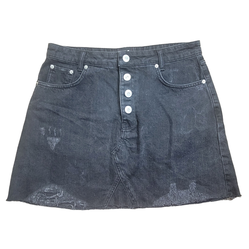 BDG Urban Outfitters Black Denim Distressed Mini Skirt Size L